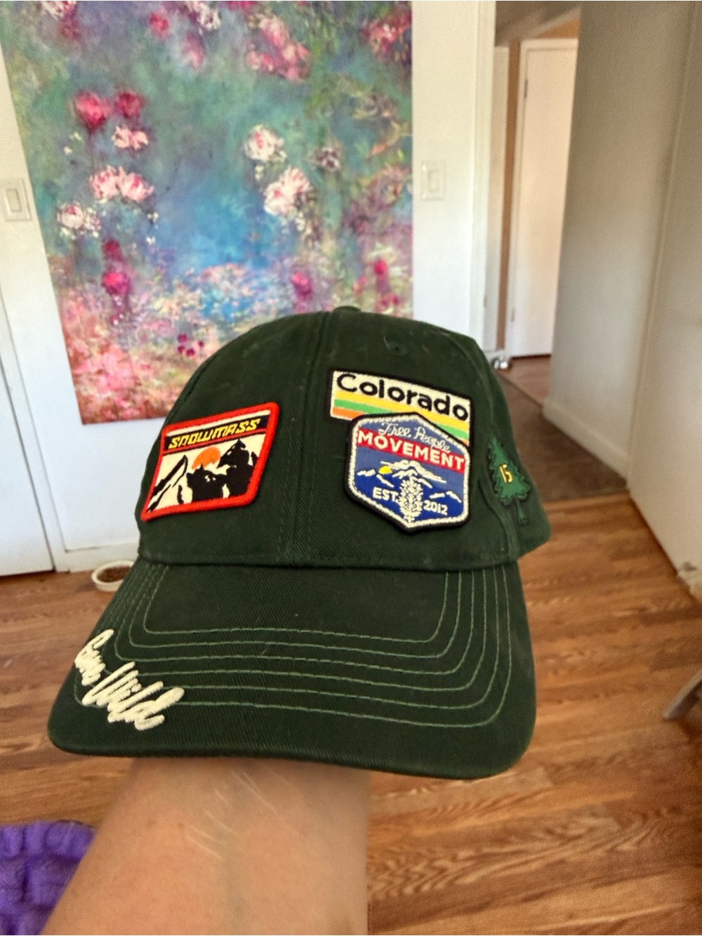 Free People dark green baseball hat with patches - Picture 2 of 5